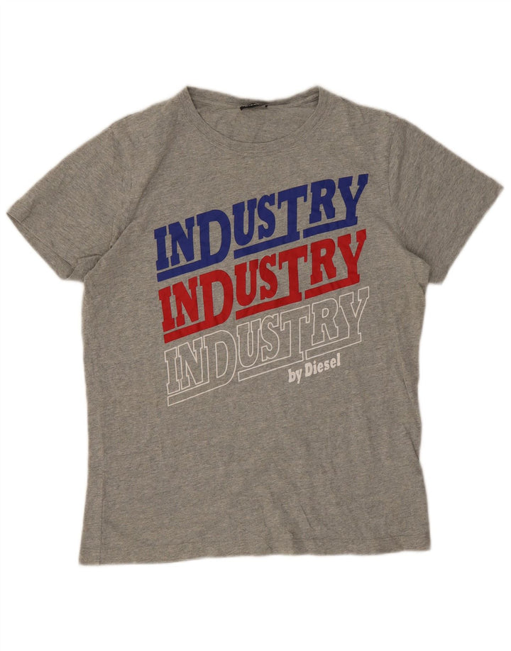 T-shirt grafica da uomo Diesel Top in cotone mélange grigio medio