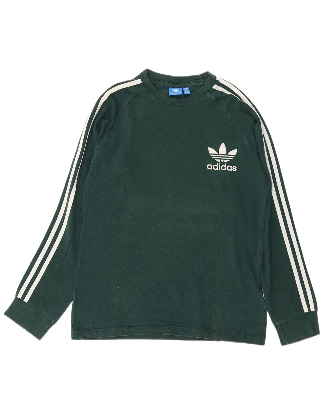 Top Adidas da uomo a maniche lunghe in cotone verde medio