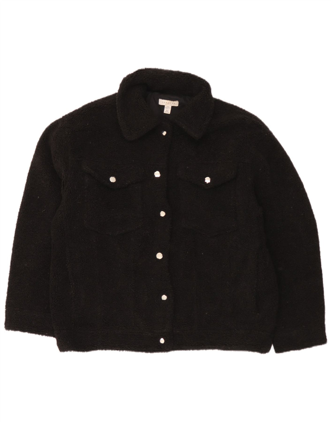 Topshop Bomber oversize in pile da donna UK 14 poliestere nero medio