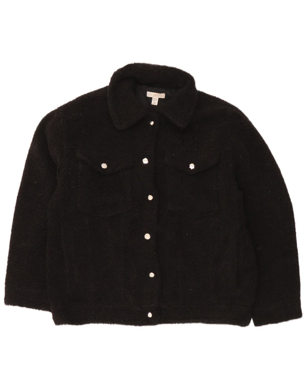 Topshop Bomber oversize in pile da donna UK 14 poliestere nero medio