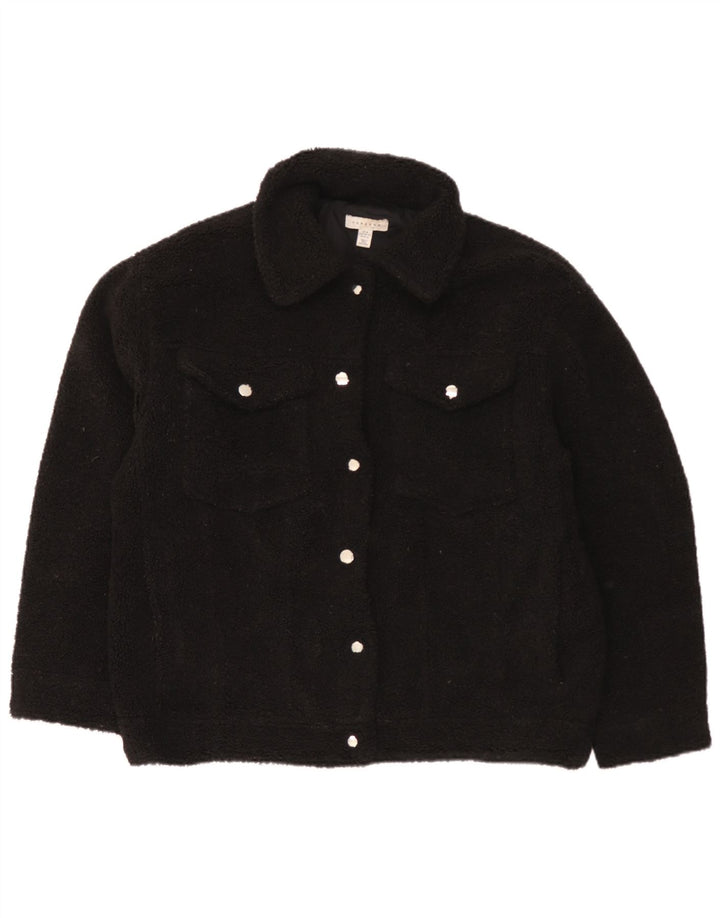 Topshop Bomber oversize in pile da donna UK 14 poliestere nero medio