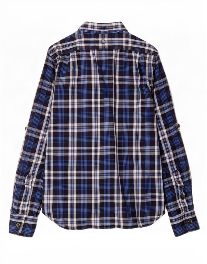 Camicia da uomo in flanella Superdry, cotone a quadri blu navy grande