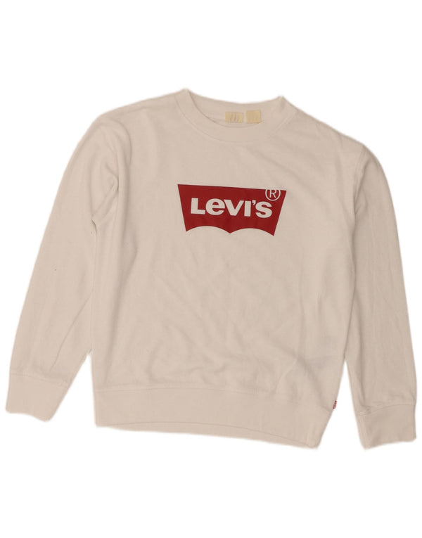 Felpa oversize con grafica da donna Levi's UK 6 XS cotone bianco