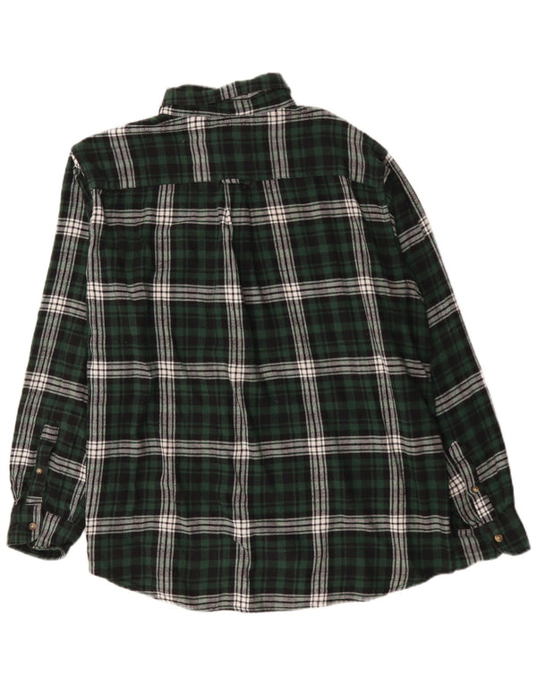 Chaps Camicia da uomo in flanella XL in cotone a quadri verdi