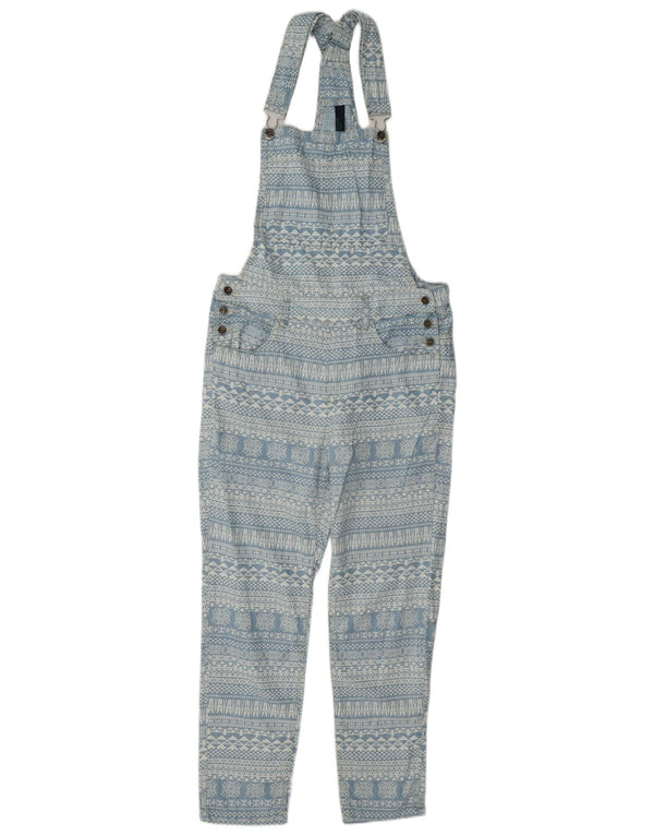 Pantaloni salopette slim da donna Benetton XS W25 L25 Blu Fair Isle Lyocell