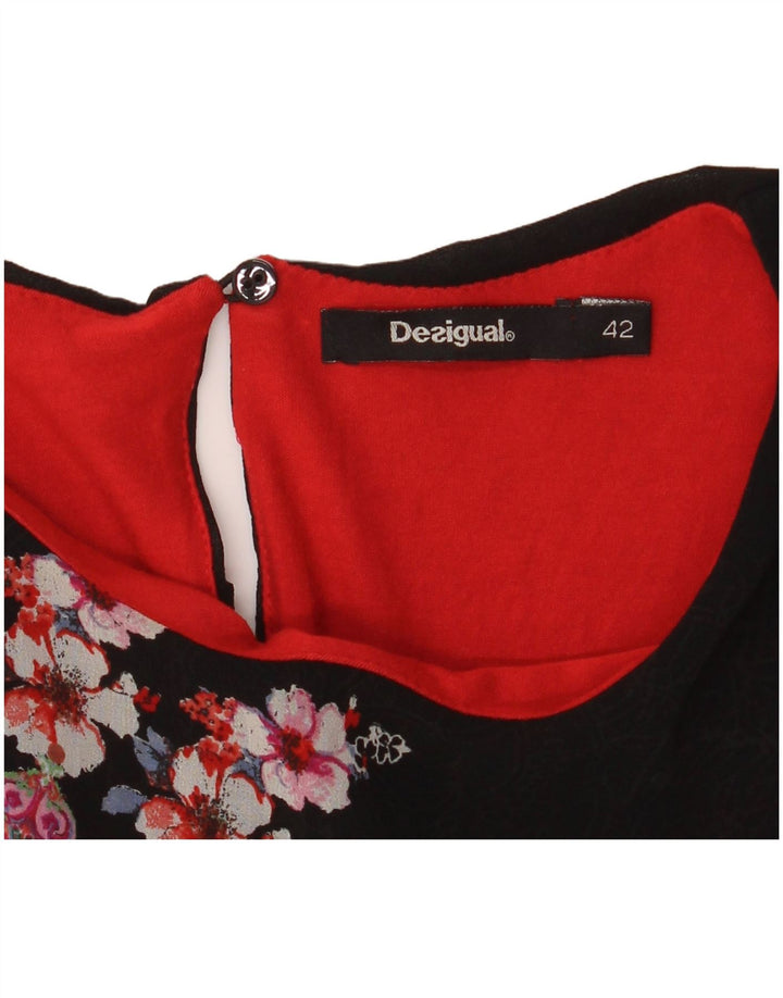 Desigual Abito aderente da donna EU 42 Large Nero Colourblock Bohemian