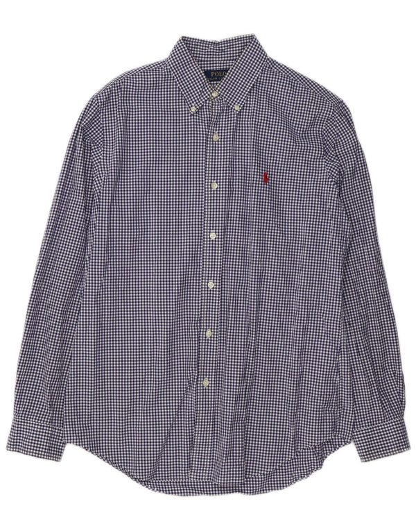 POLO RALPH LAUREN Camicia da uomo in cotone a quadretti blu navy medio