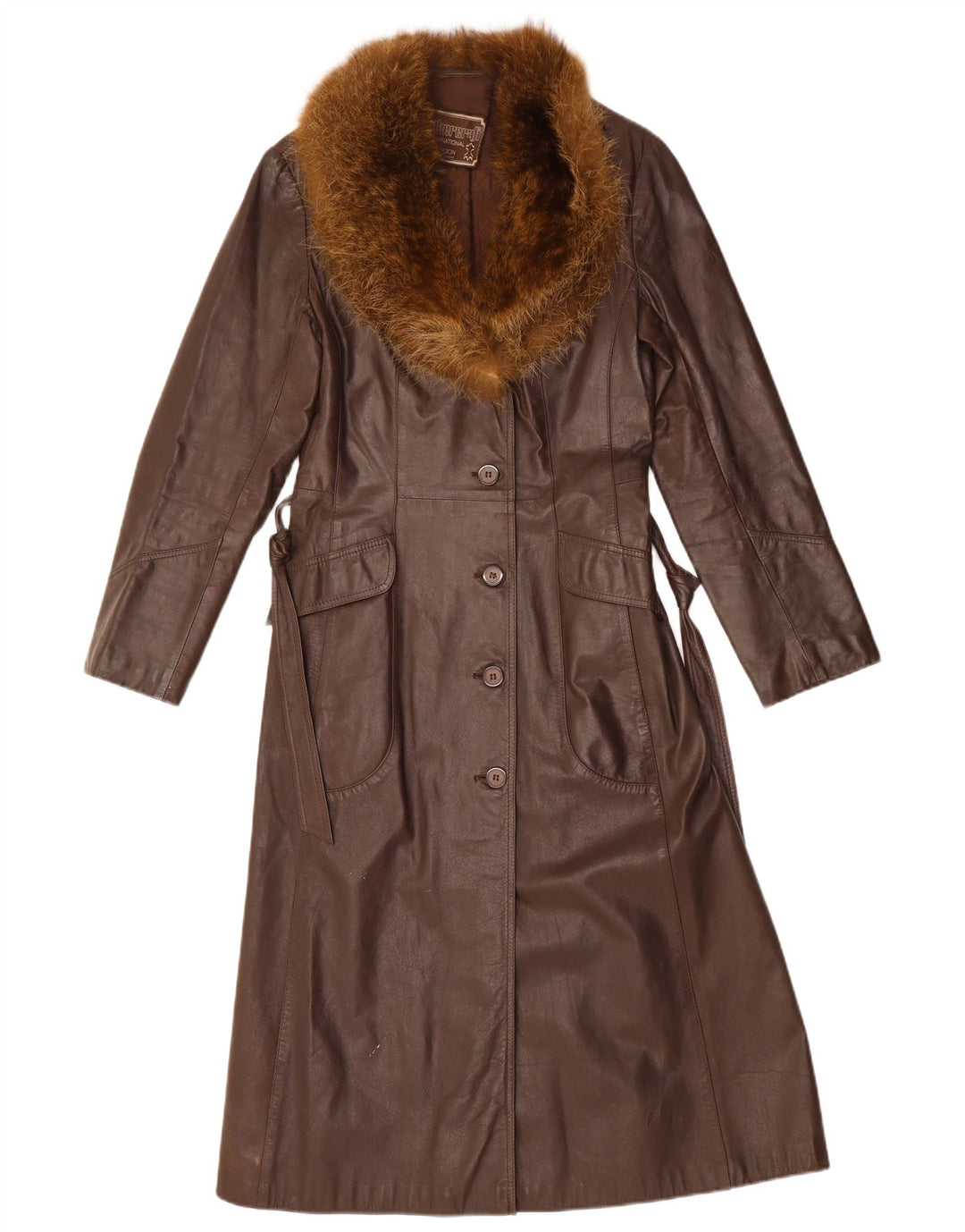 Cappotto in pelle da donna VINTAGE UK 12 Pelle marrone medio