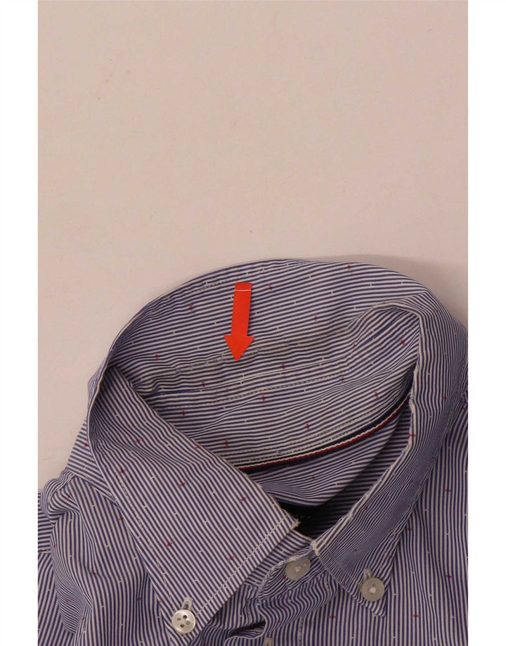 Camicia sartoriale da uomo Tommy Hilfiger taglia 39 15 1/2 gessato blu medio