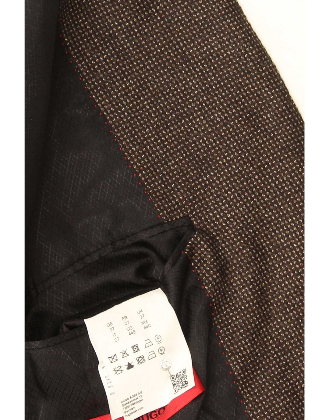 Hugo Boss Giacca blazer a 2 bottoni da uomo US 44 2XL Lana maculata marrone