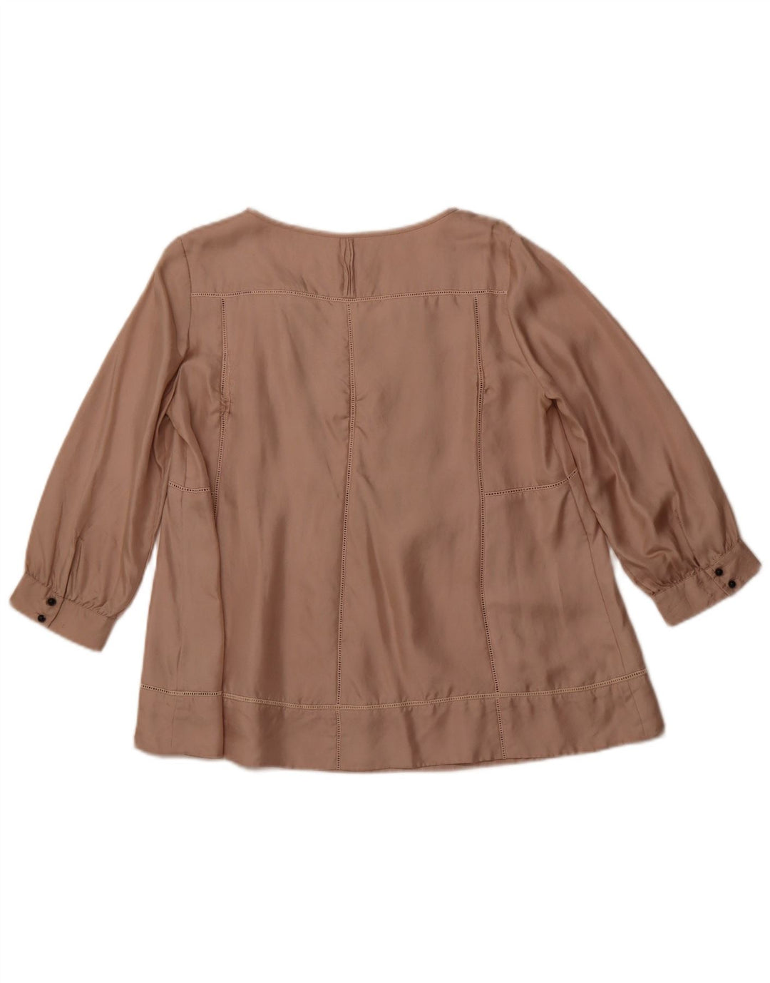 JIGSAW Camicetta da donna con maniche a 3/4 Top UK 10 Small Beige Seta