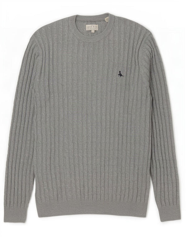 Maglione maglione girocollo da uomo Jack Wills grande cotone grigio