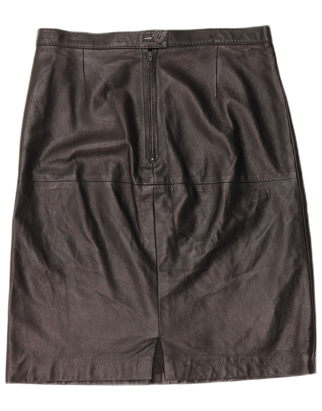 Gonna in pelle vintage da donna W30 in pelle nera media