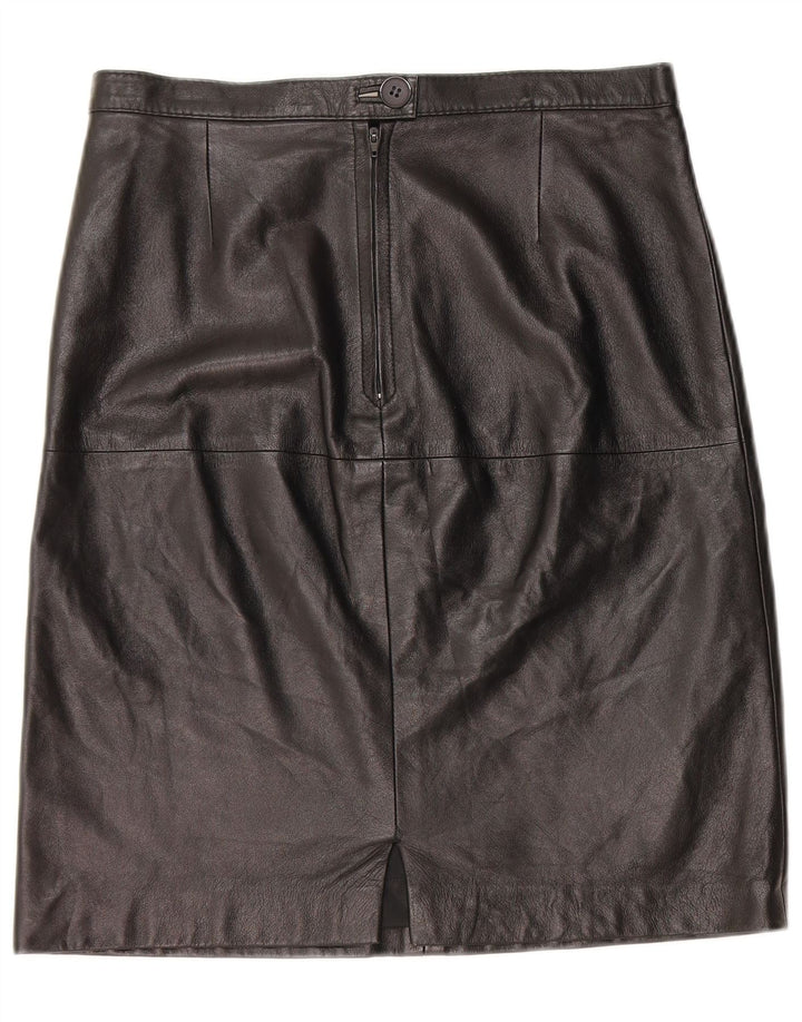 Gonna in pelle vintage da donna W30 in pelle nera media