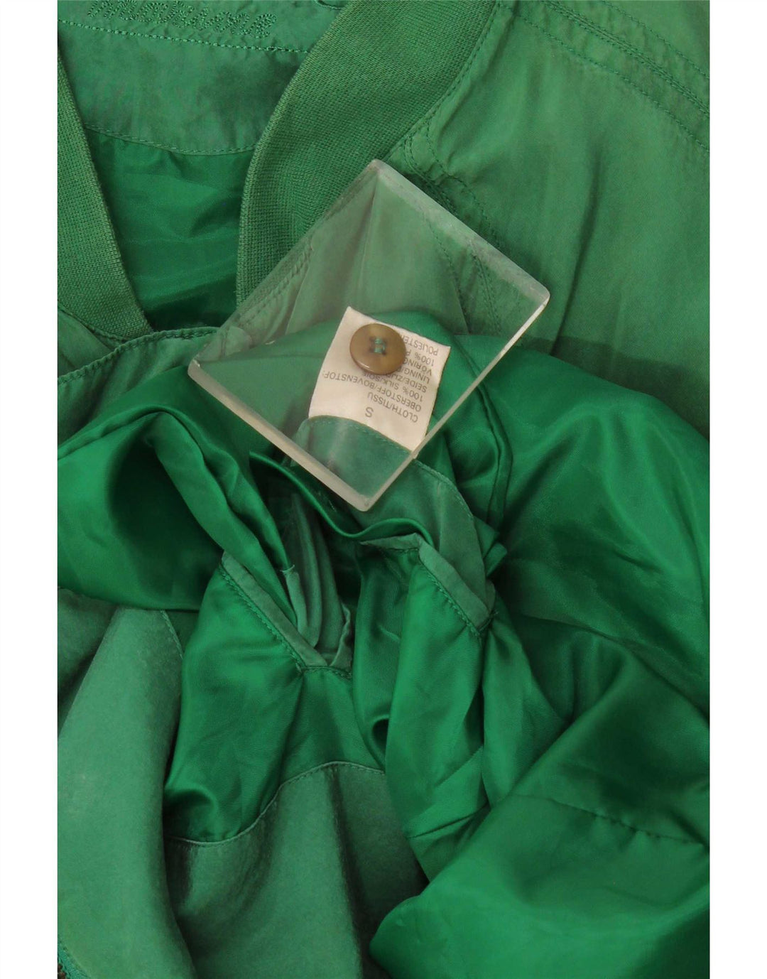 Giacca bomber vintage da uomo vestibilità ampia UK 36 piccola seta verde