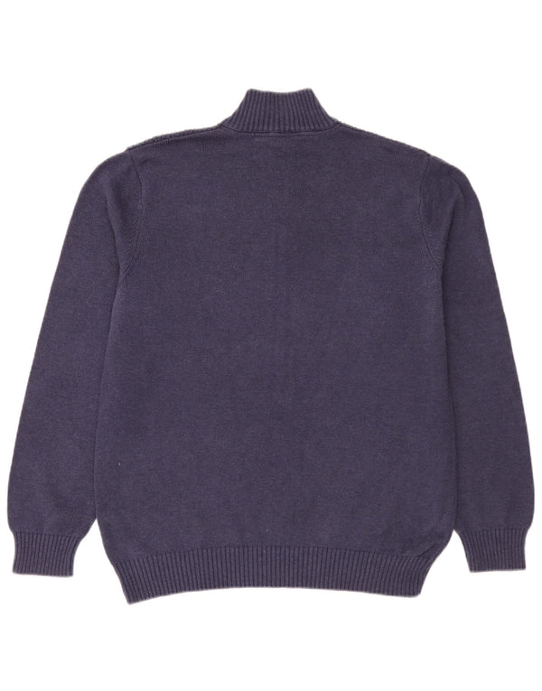 Crew Clothing Maglione da uomo con zip e collo XL in cotone blu navy