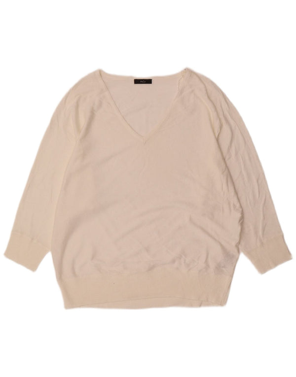 Maglione da donna con scollo a V e maniche a 3/4 M&Co UK 14 Large in viscosa bianca