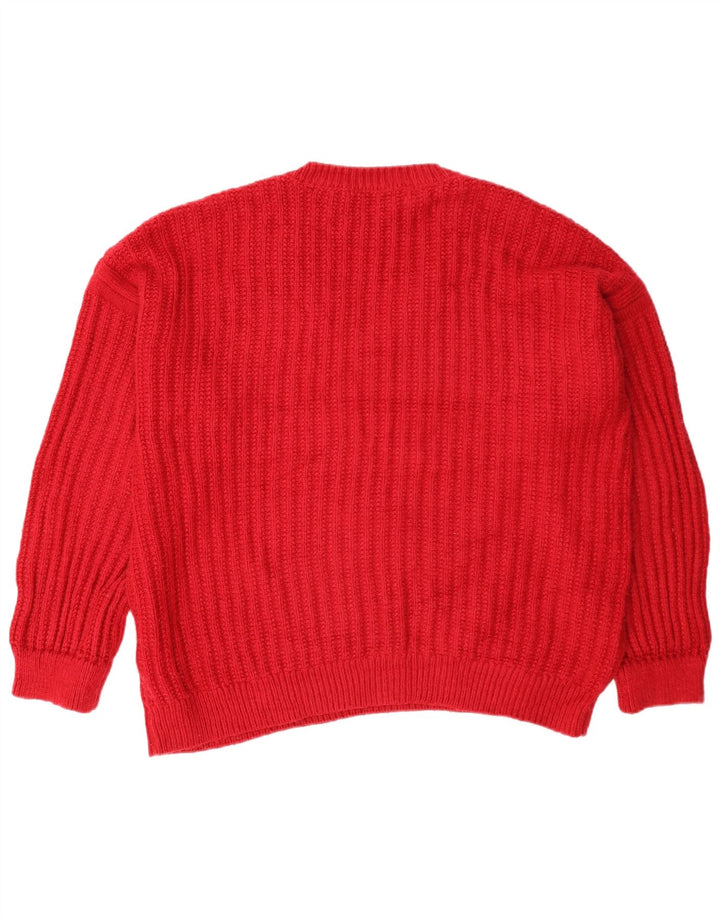 Maglione oversize con scollo a V da donna Marks & Spencer UK 16 grande rosso