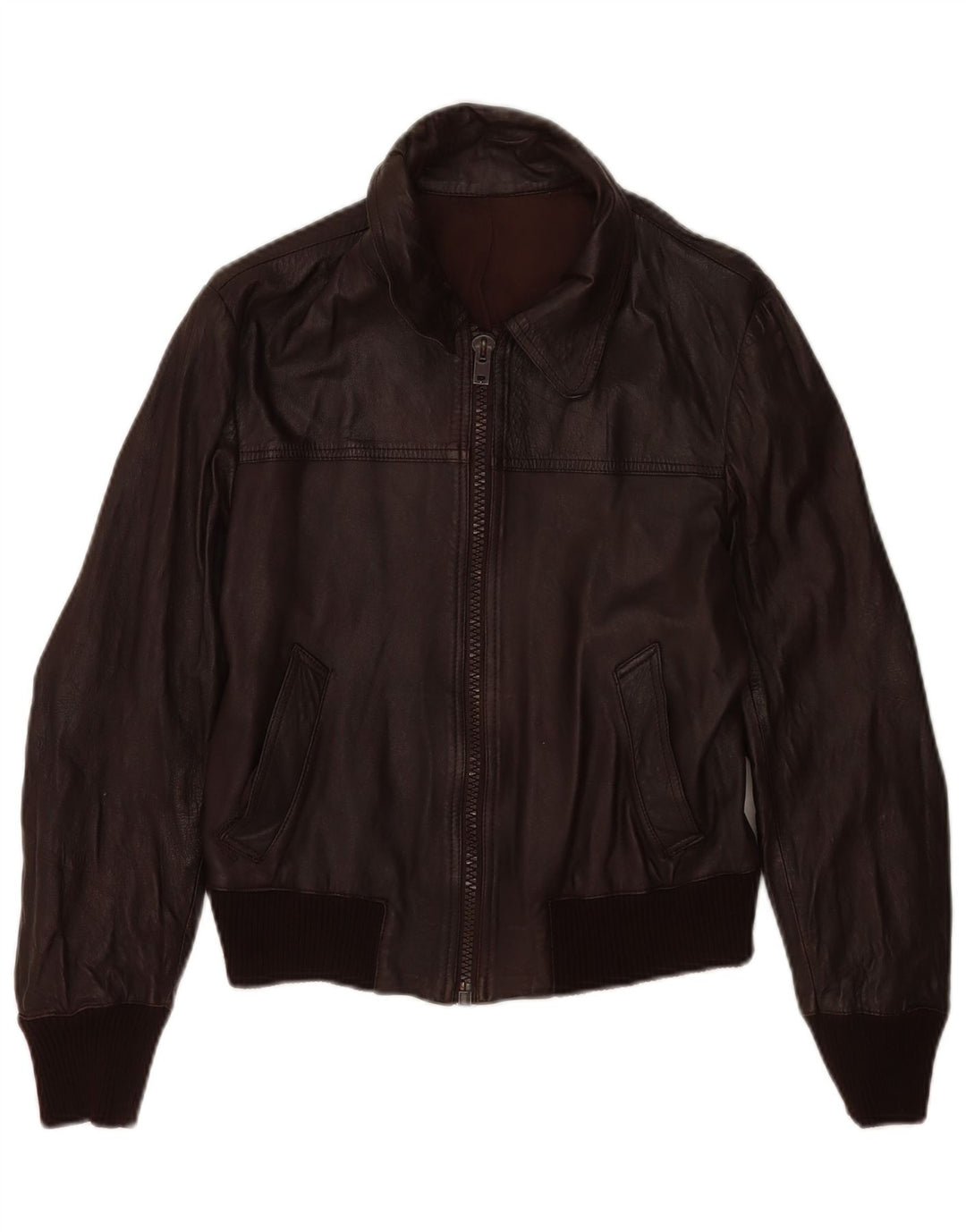 Giacca bomber da donna vintage in pelle IT 48 XL in pelle marrone