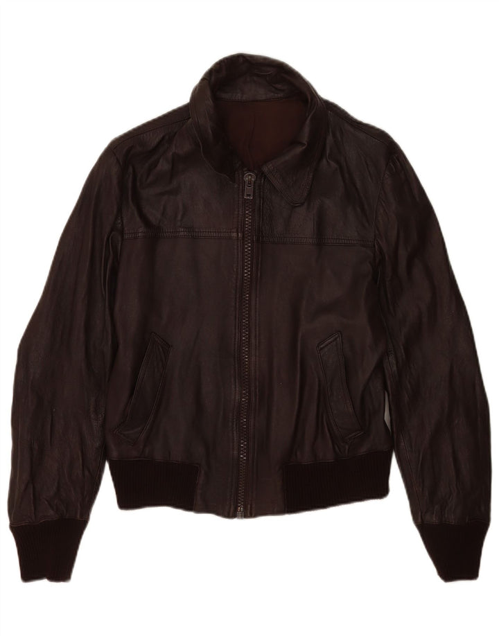 Giacca bomber da donna vintage in pelle IT 48 XL in pelle marrone