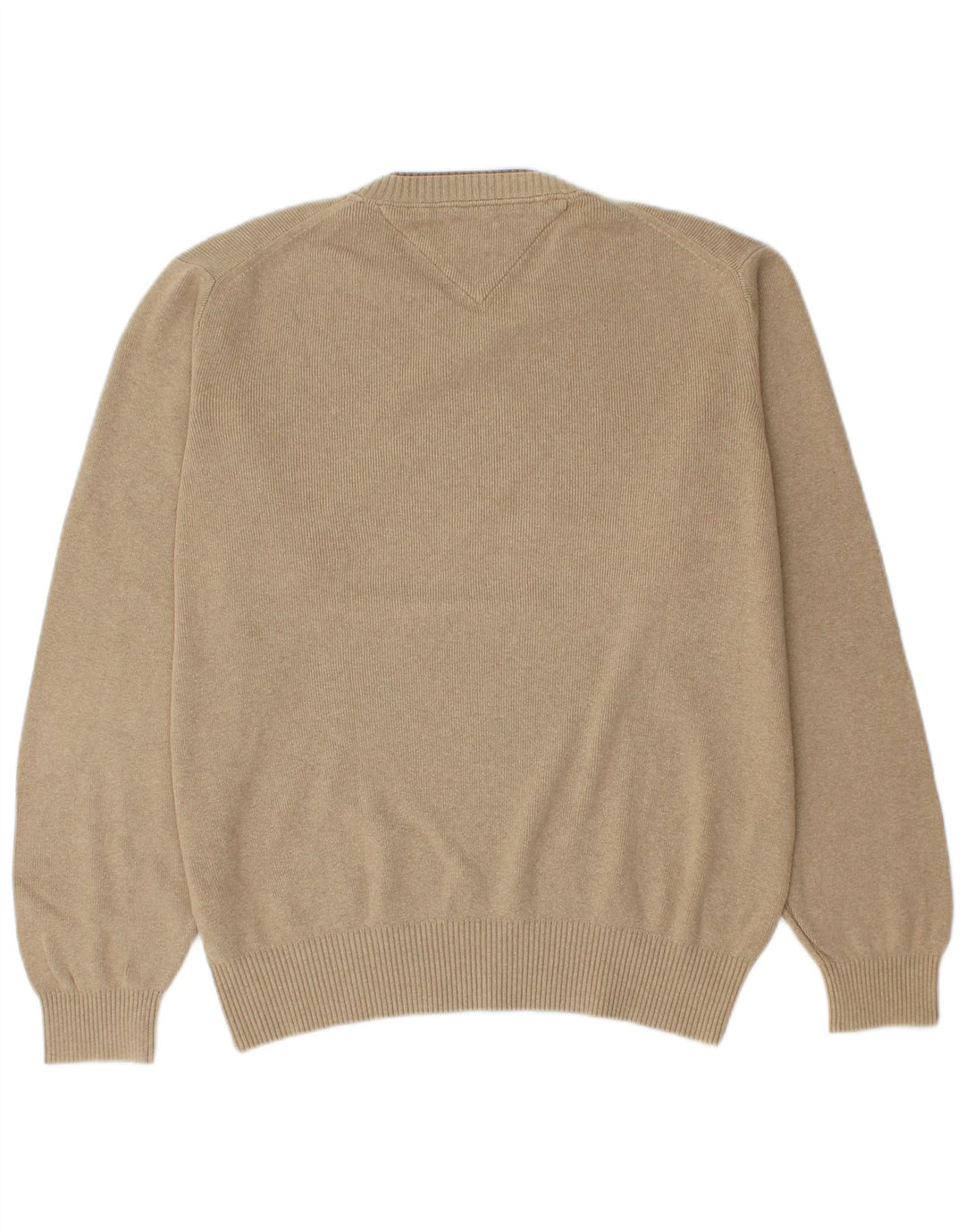 Maglione da uomo con scollo a V Tommy Hilfiger in cotone beige medio