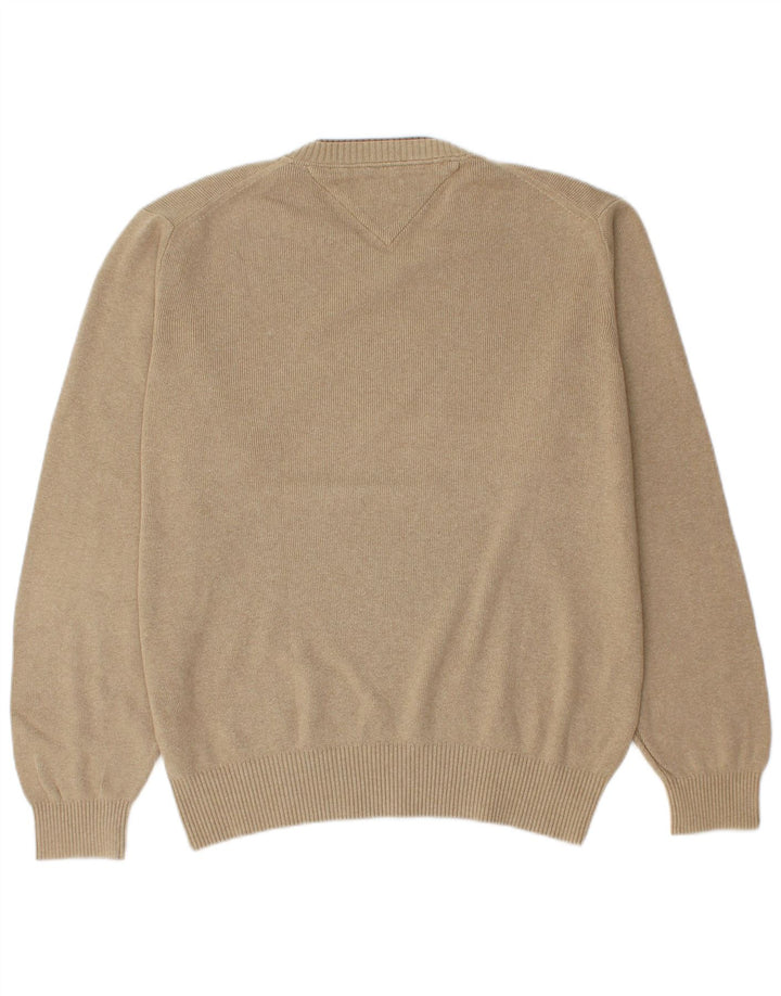 Maglione da uomo con scollo a V Tommy Hilfiger in cotone beige medio