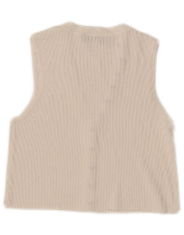 Top corto senza maniche da donna Zara UK 10 Small bianco