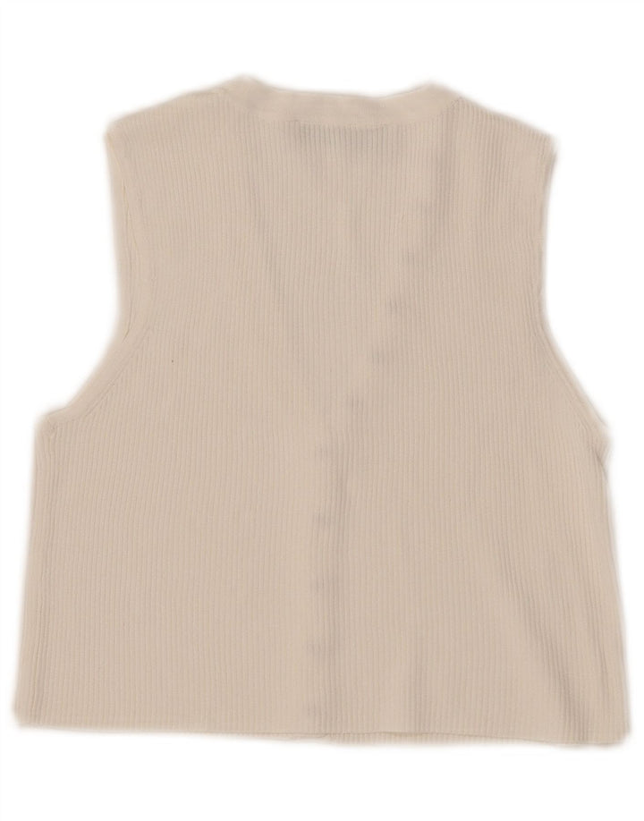 Top corto senza maniche da donna Zara UK 10 Small bianco