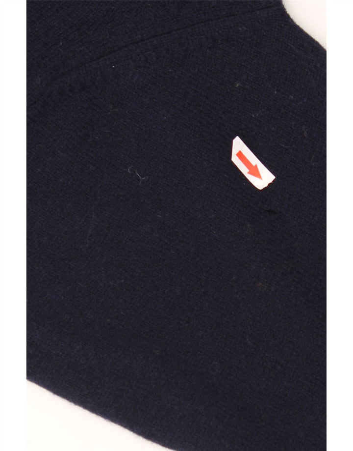 Musto Maglione da uomo con zip e collo grande in lana d'agnello blu navy