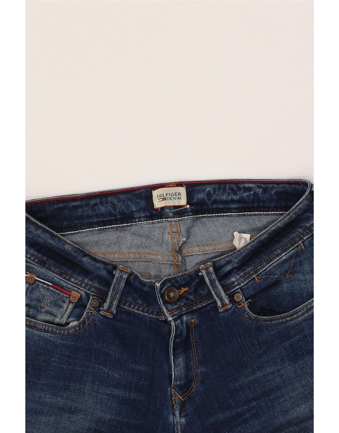 TOMMY HILFIGER Womens Slim Jeans W29 L32 Blue Polyester Vintage Tommy Hilfiger and Second-Hand Tommy Hilfiger from Messina Hembry 
