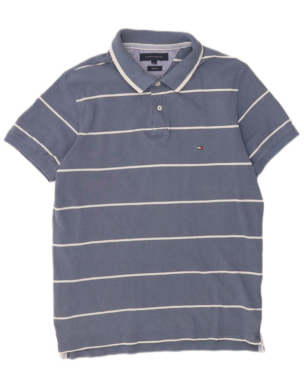 Polo da uomo slim fit Tommy Hilfiger di grandi dimensioni in cotone a righe blu