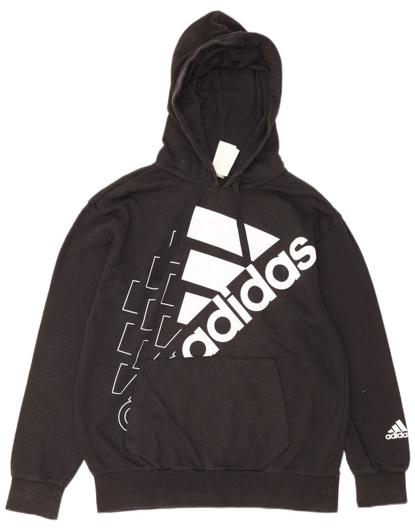Adidas Mens Graphic Hoodie Jumper Medium Black Cotton