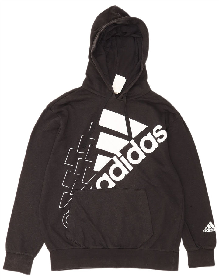 Felpa con cappuccio grafica da uomo Adidas, cotone medio nero