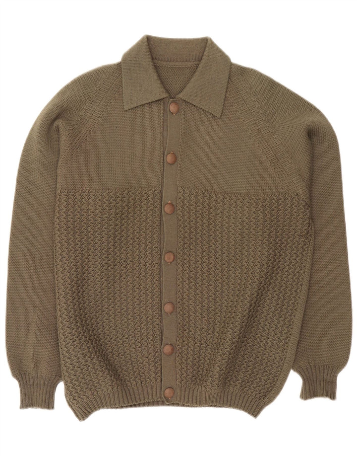 Maglione cardigan da uomo vintage grande color kaki