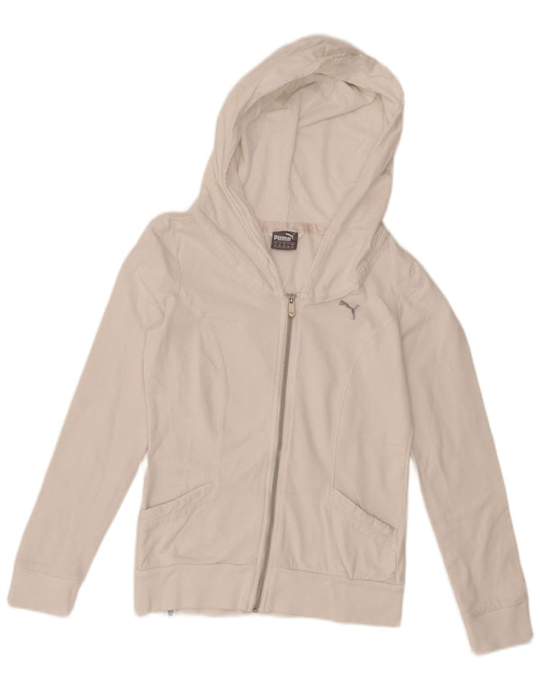Puma Felpa con cappuccio e zip da donna UK 10 Small White