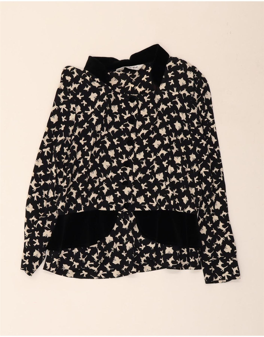 SELENE Camicia da donna con motivo astratto Camicetta UK 18 XL Farfalla nera