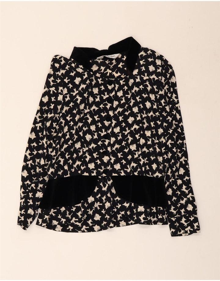 SELENE Camicia da donna con motivo astratto Camicetta UK 18 XL Farfalla nera