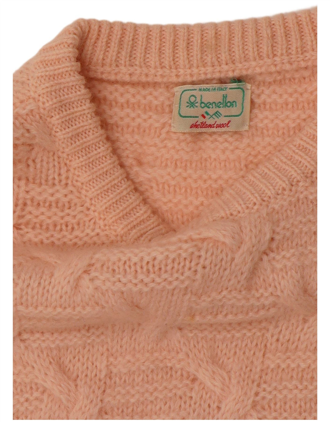 BENETTON Maglione da donna con scollo a barca UK 12 Lana rosa medio