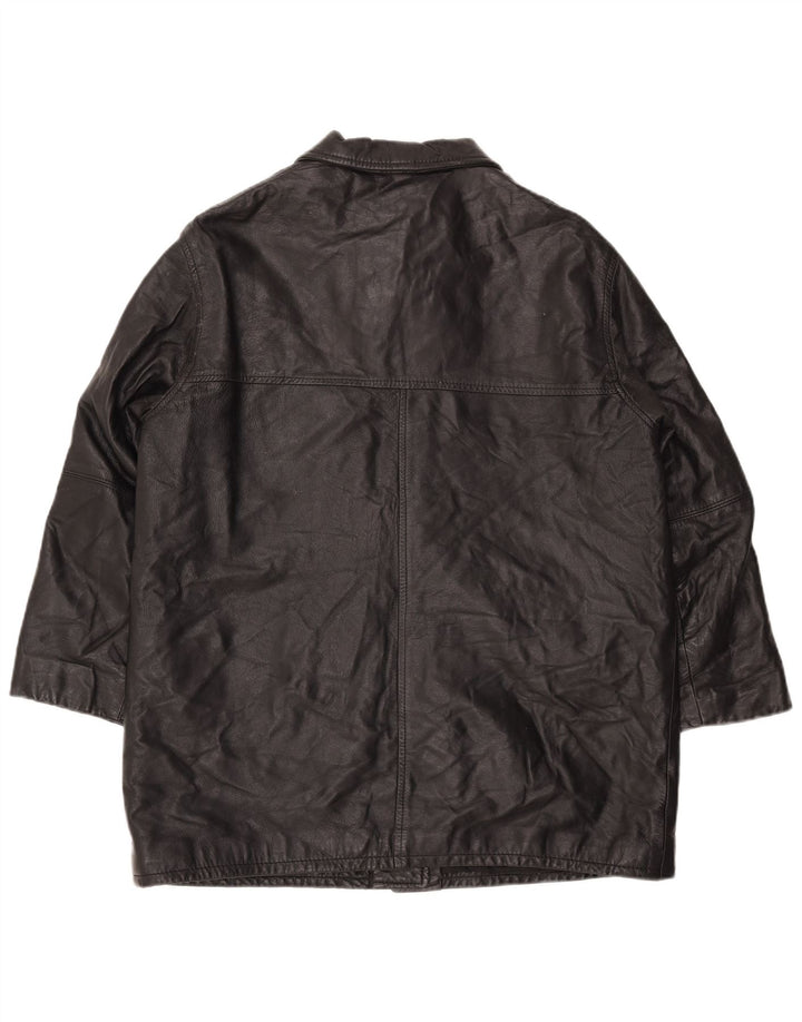 Giacca in pelle oversize da donna vintage EU 40 in pelle nera media