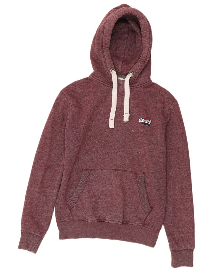 Maglione con cappuccio da uomo SUPERDRY in cotone bordeaux medio