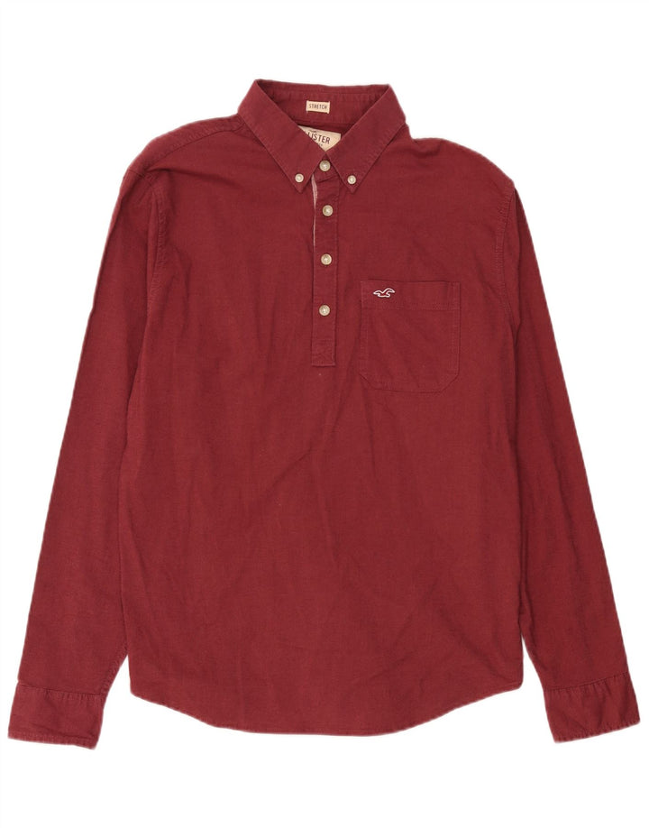 HOLLISTER Camicia pullover elasticizzata da uomo grande in cotone bordeaux