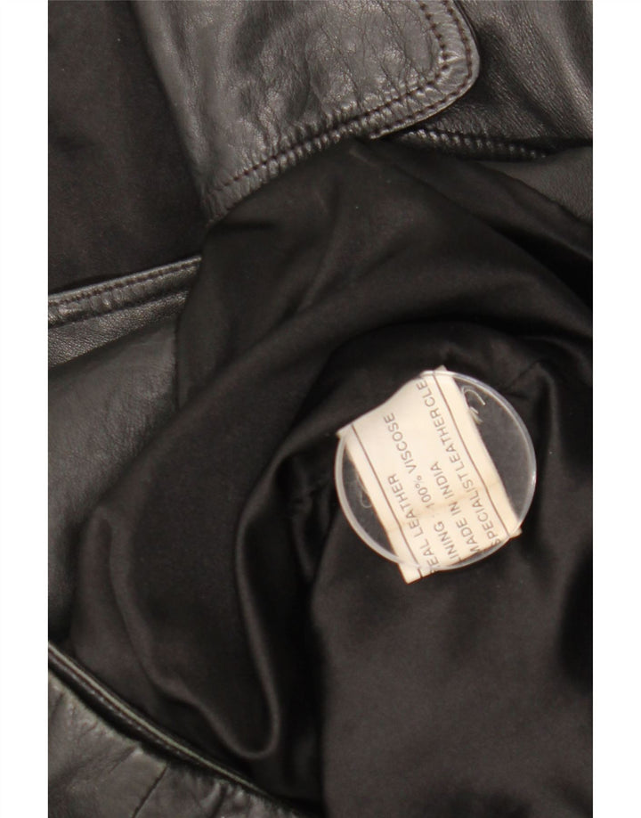 Giacca in pelle doppio petto da donna ETAM US 12 Large in pelle nera