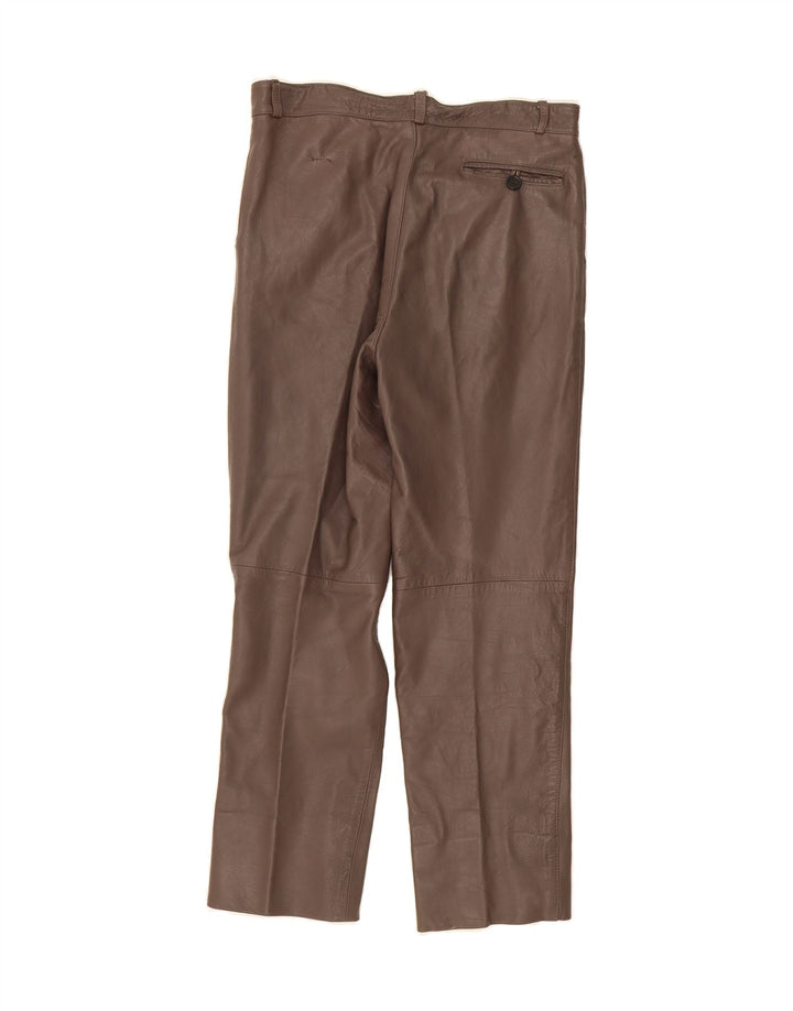 VINTAGE Womens Leather Trousers W32 L30 Brown Vintage Vintage and Second-Hand Vintage from Messina Hembry 