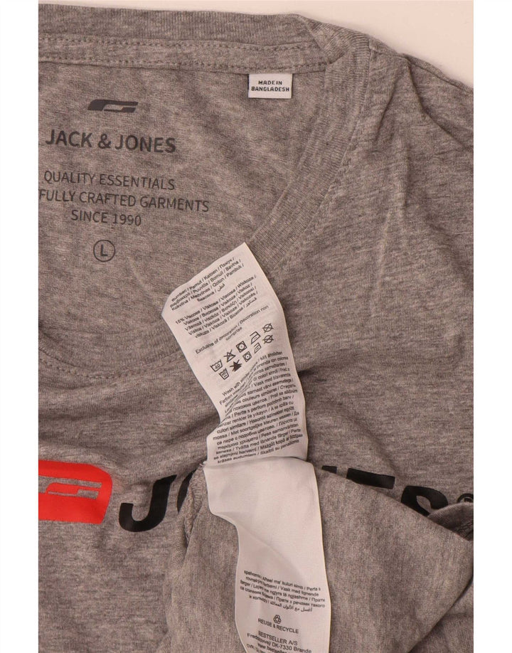 Jack & Jones T-shirt grafica da uomo grande in cotone grigio
