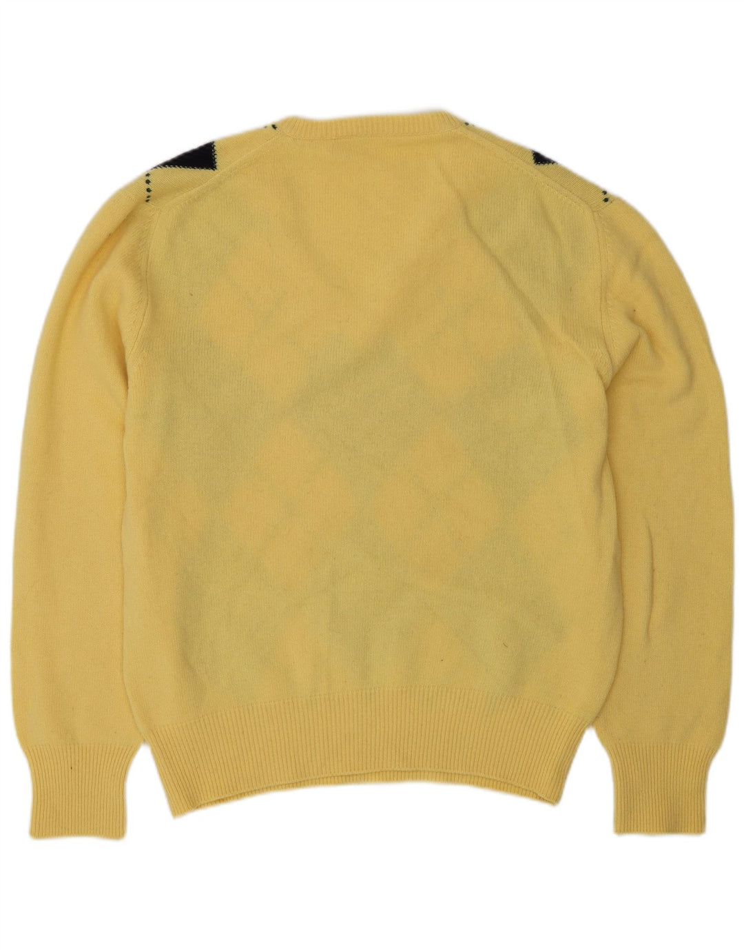 VINTAGE Maglione da uomo con scollo a V grande giallo a rombi/diamante