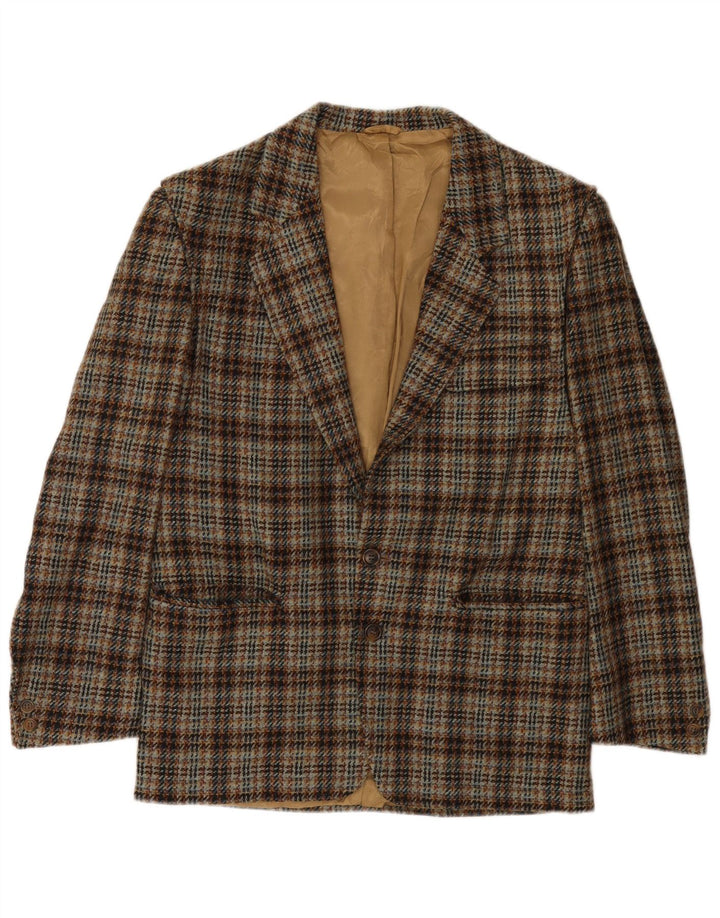 Giacca blazer vintage da uomo a 2 bottoni IT 44 XS lana pied de poule beige