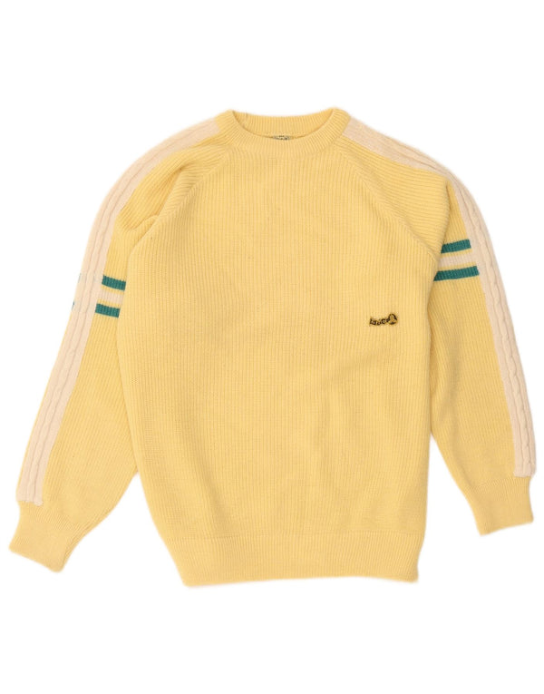 Maglione girocollo da uomo vintage a blocchi di colore giallo grande