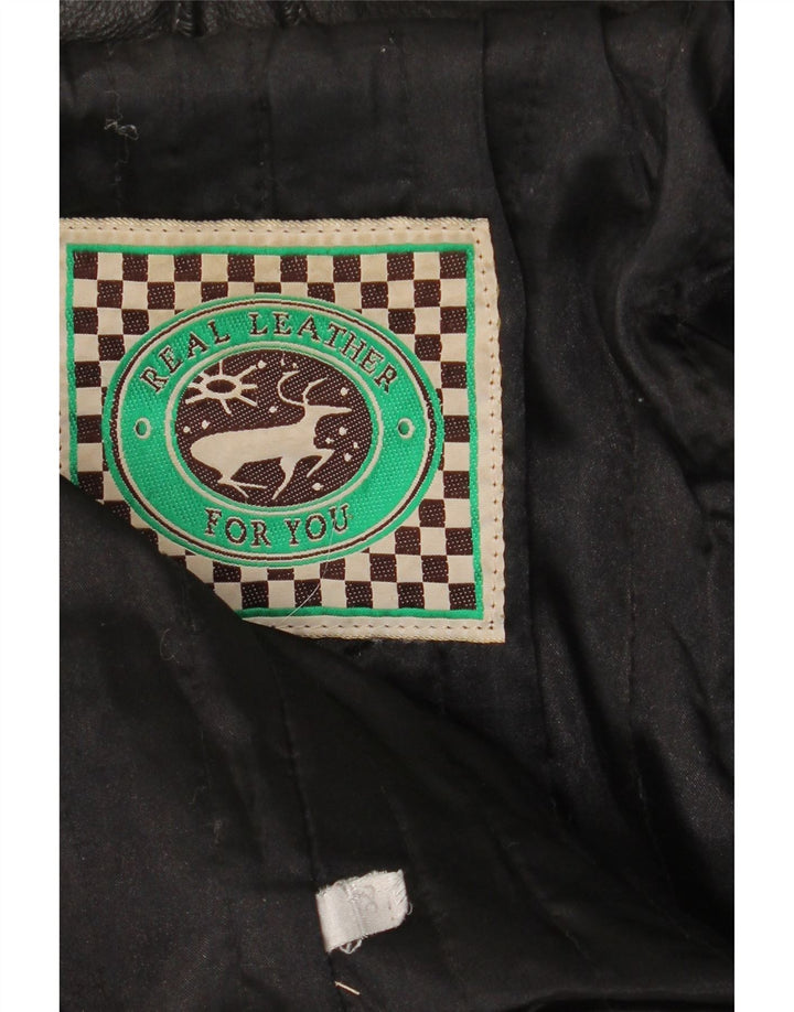 Giacca in pelle vintage da uomo IT 56 3XL Pelle nera