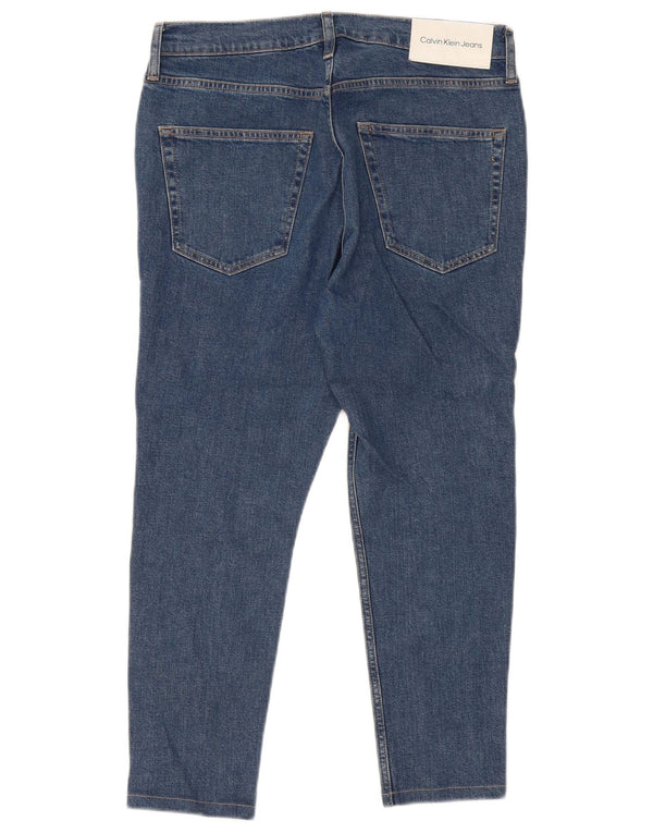 Jeans cropped da uomo Calvin Klein W32 L25 cotone blu