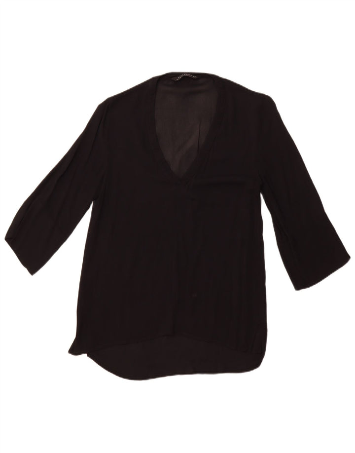 Camicetta ZARA da donna con maniche a 3/4 UK 6 XS Nera